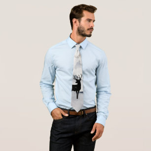 Reindeer in the Wild Grey Watercolor Christmas Tie