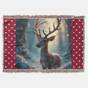 Reindeer in the winter throw blanket