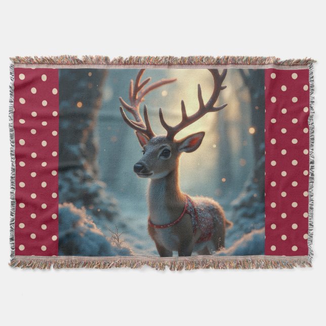 Reindeer in the winter throw blanket (Front)