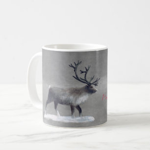 Reindeer in winter day  coffee mug