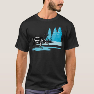 Reindeer In Winter Retro T-Shirt