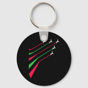 Reindeer jets patriotic stripe red and green merry keychain