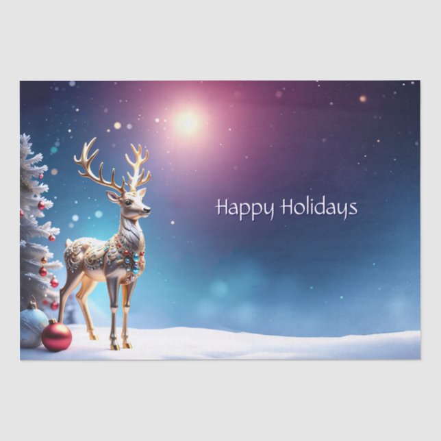 Reindeer Jewels Christmas Holiday Tissue Paper (Front)