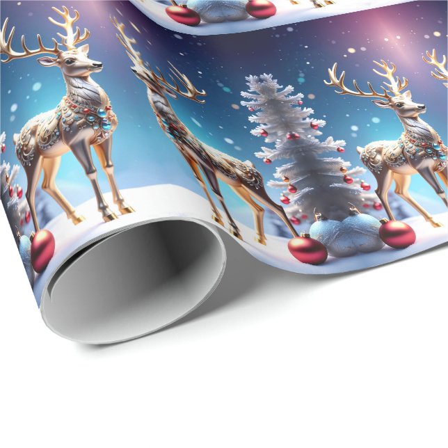 Reindeer Jewels Christmas Holiday Wrapping Paper (Roll Corner)