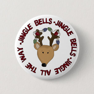 Reindeer Jingle Bells Tshirts and Gifts 2 Inch Round Button