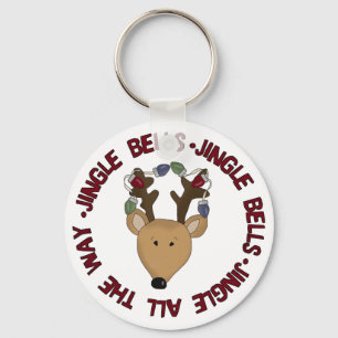 Reindeer Jingle Bells Tshirts and Gifts Keychain