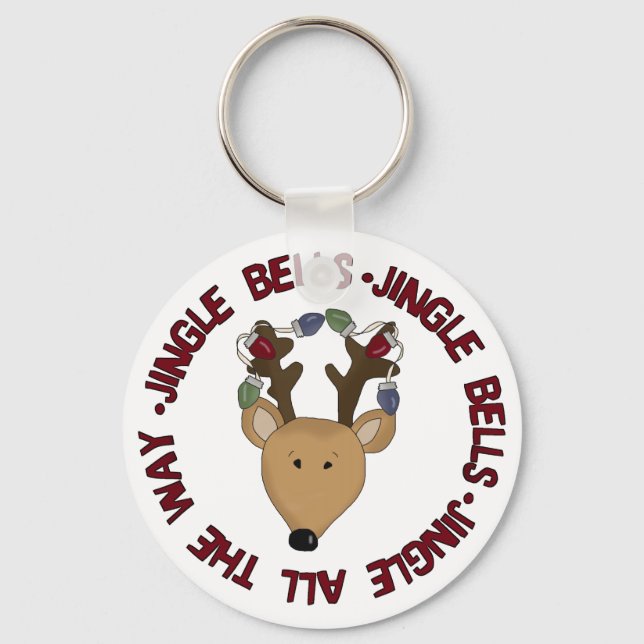 Reindeer Jingle Bells Tshirts and Gifts Keychain (Front)