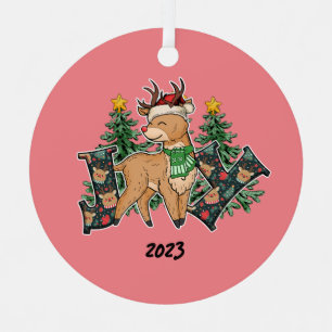 Reindeer Joy Christmas Metal Ornament