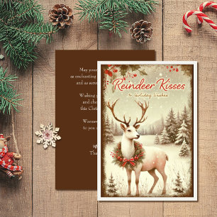 Reindeer Kisses Vintage Christmas Holiday Card
