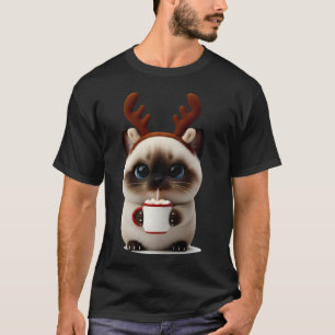 Reindeer Kitten with Hot Cocoa T-Shirt