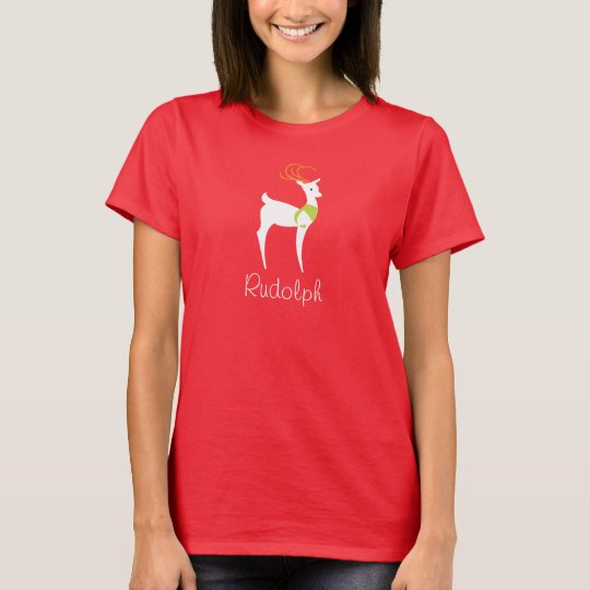 Reindeer, Ladies Christmas Red Tee