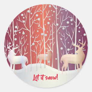 Reindeer, Let it Snow! Classic Round Sticker