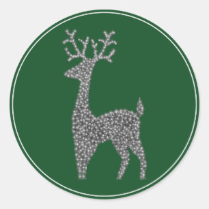 Reindeer Lights Christmas Holiday Classic Round Sticker