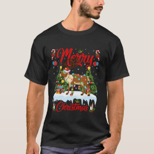 Reindeer Lights Xmas Tree Funny Santa Reindeer Chr T-Shirt