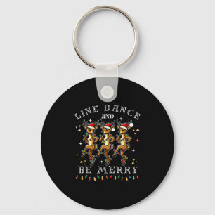 Reindeer Line Dance And Be Merry Christmas Festive Keychain