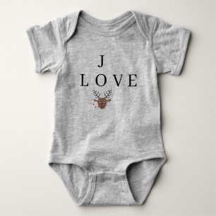 Reindeer Love Joy Festive Christmas Cute Crossword Baby Bodysuit