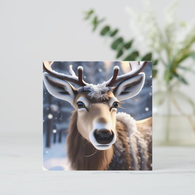 Reindeer Magic: Close-Up of Santas Loyal Companion Invitation (Standing Front)