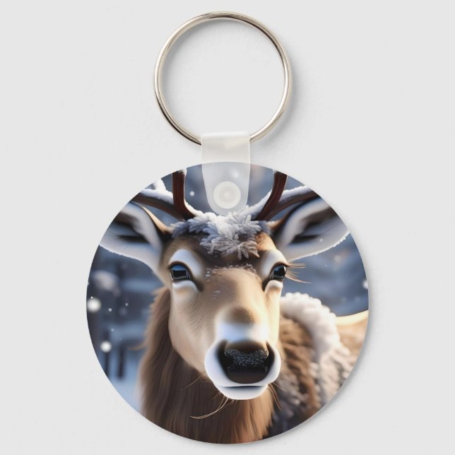 Reindeer Magic: Close-Up of Santas Loyal Companion Keychain (Front)