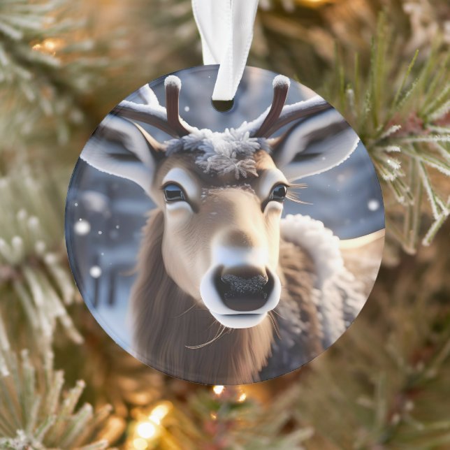 Reindeer Magic: Close-Up of Santas Loyal Companion Ornament (Tree)