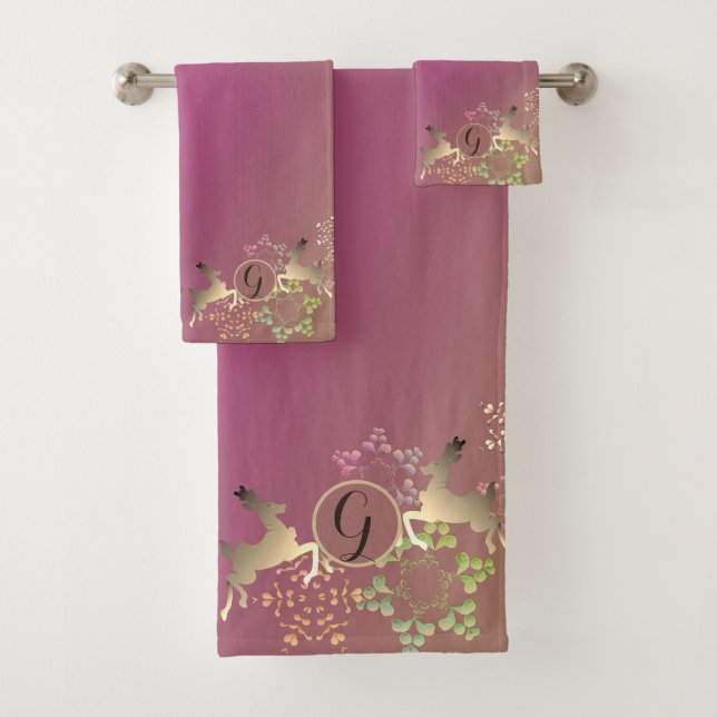 Reindeer & Magical Snowflakes Monogram Towel (Insitu)