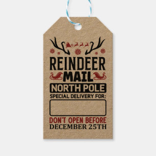 Reindeer Mail Delivery North Pole Christmas Gift Tags