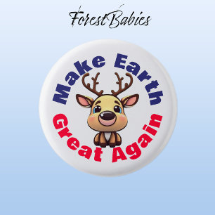 ReinDeer, Make Earth Great Again, Environmental 1 Inch Round Button