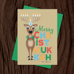 Reindeer Menorah Hanukkah Christmas Card<br><div class="desc">A reindeer with a menorah for antlers wishing a Merry Christmukkah to celebrate both Hanukkah and Christmas.</div>