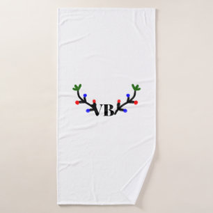 Reindeer merry Christmas add name text name title Bath Towel