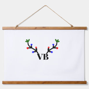 Reindeer merry Christmas add name text name title Hanging Tapestry
