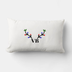 Reindeer merry Christmas add name text name title Lumbar Pillow