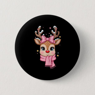 Reindeer Merry Christmas Cute Girl Women Kids Tank 2 Inch Round Button