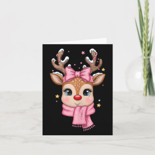 Reindeer Merry Christmas Cute Girl Women Kids Tank Card