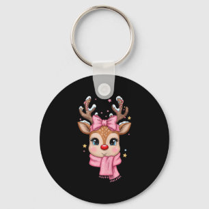 Reindeer Merry Christmas Cute Girl Women Kids Tank Keychain