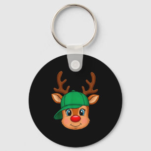 Reindeer Merry Christmas Hat Men Boy Kids  Keychain