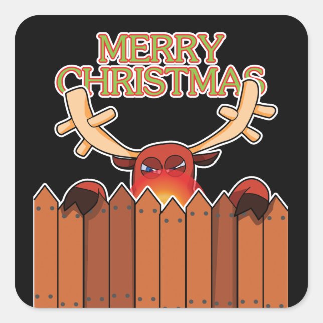 Reindeer Merry Christmas Sticker (Front)