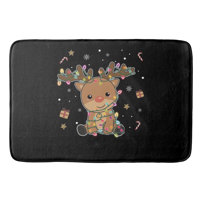 Reindeer Merry Christmas Winter Animals Deer Bath Mat (Front)