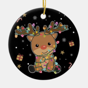 Reindeer Merry Christmas Winter Animals Deer Ceram Ceramic Ornament