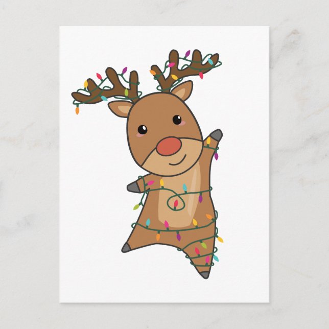 Reindeer Merry Christmas Winter Animals Deer Holiday Postcard (Front)