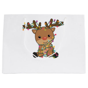 Reindeer Merry Christmas Winter Animals Deer Large Gift Bag