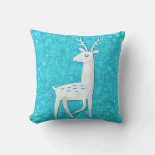 Reindeer Modern and Retro Art Throw Pillow