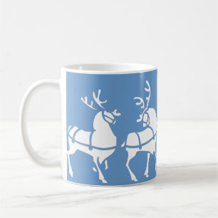 Reindeer Mug Coffee Cup Festive Blue Christmas Cup