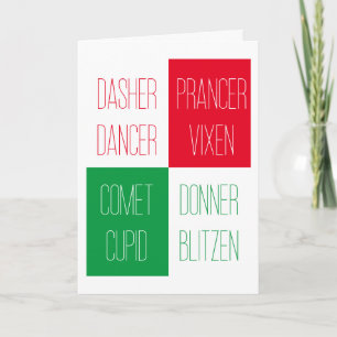 REINDEER NAMES Christmas Card