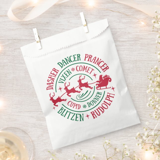 Reindeer Names Round Word Art   Favour Bag (Clipped)