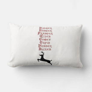 Reindeer Names Rudolph, Comet, Blixen Reindeer Lumbar Pillow