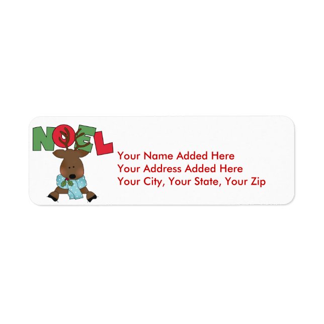 Reindeer Noel Holiday Return Address Labels (Front)