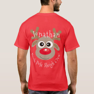 Reindeer North Pole Sleigh Crew Fun Christmas T-Shirt