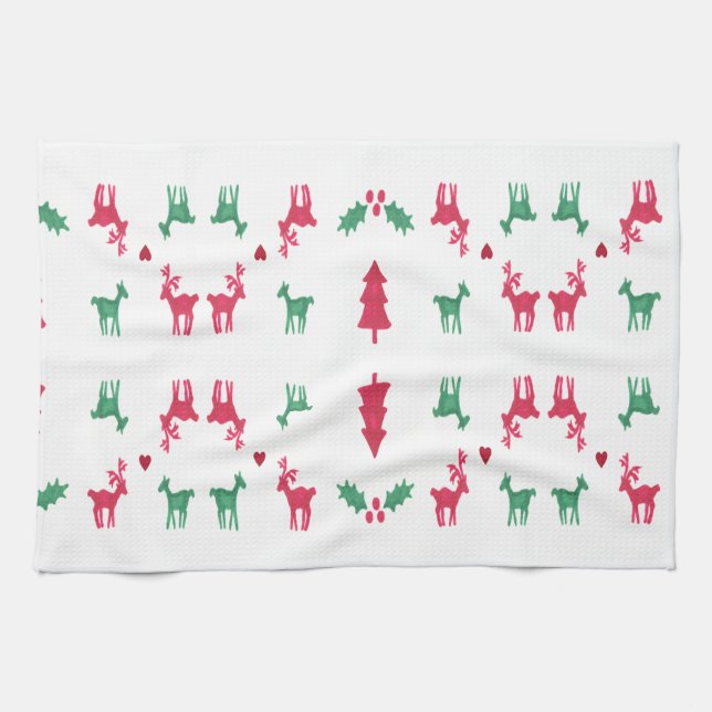 REINDEER PATTERN KITCHEN TOWEL (Horizontal)