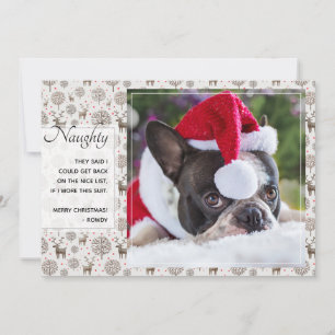 Reindeer Pattern & Script Typography Custom Colour Holiday Card