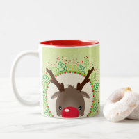 REINDEER PEEKING cute red nose rudolph lime green