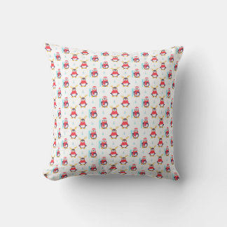 Reindeer Penguin Skis Cute Winter Throw Pillow